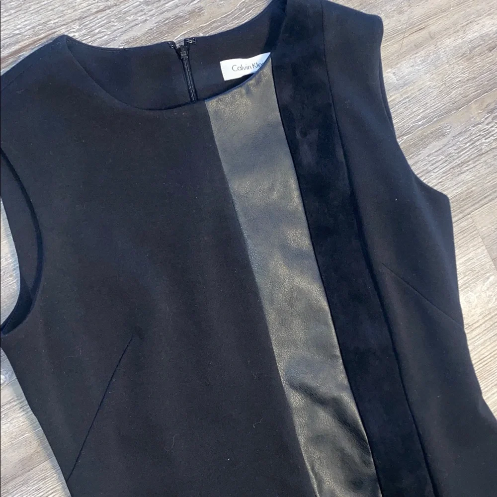 NWOT CALVIN KLEIN Leather Detail Sheath Dress 6 - Picture 2 of 9